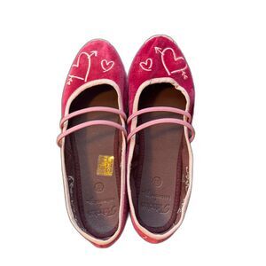 Flabelus x Intimately FP Velvet Magenta Mary Jane Flats Size 7.5 Balletcore